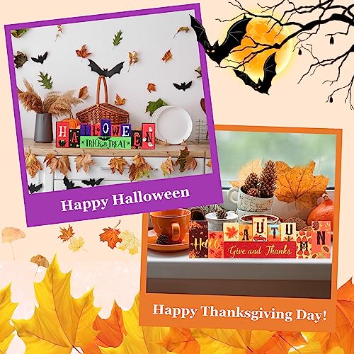 Reversible Wooden Table Sign – “Trick or Treat” & “Give and Thanks” Double-Sided Halloween & Thanksgiving Décor