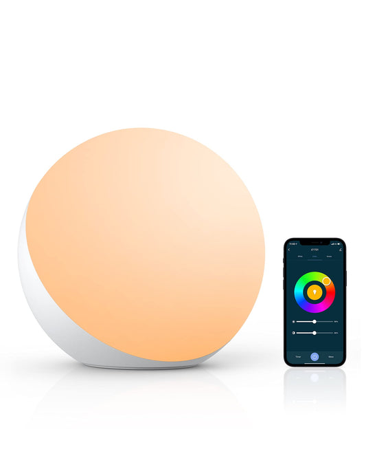 Hifree Smart Bedside Lamp with Alexa & Google Voice Control – RGB Night Light with App & Timer (White)