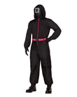 Squid Game Guard Costume for Adults – Official Black Hooded Jumpsuit with Mask, Belt & Gloves