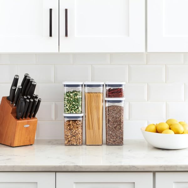Airtight POP Food Storage Containers Set – 5-Piece Stackable Pantry Canisters (White)
