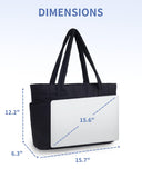 Wandering Nature Puffer Tote Bag with 40oz Tumbler Holder – Lightweight Laptop Tote with Trolley Sleeve (Black)