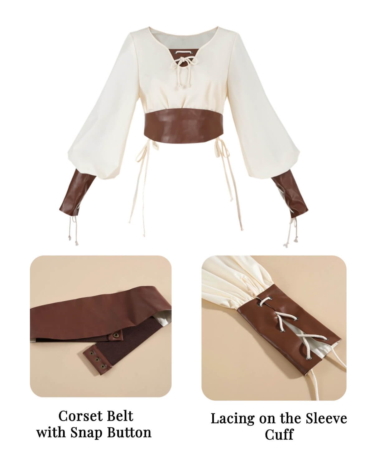 Red Renaissance Pirate Costume Set – 2-Piece Medieval Skirt & Blouse Outfit with Corset and PU Belt