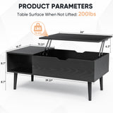 Industrial Lift Top Coffee Table with Hidden Storage - Rustic Living Room Center Table