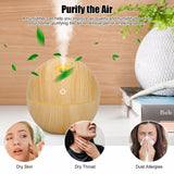 USB Aroma Humidifier Essential Oil Diffuser – Ultrasonic Cool Mist with 7-Color Changing LED Light, Wood Finish, 130ml