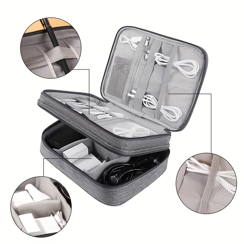 5-Color 3-Layer Multifunctional Travel Digital Storage Bag – Waterproof Cable & Charger Organizer Pouch 📦