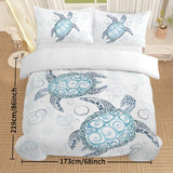 Ocean Turtle 3‑Piece Comforter Set – Turtle‑Themed Bedding with 2 Pillowcases (Queen Size)
