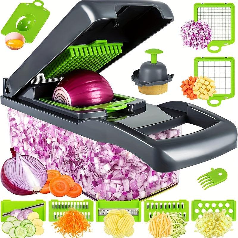 16-in-1 Vegetable Chopper Set – Multi-Blade Slicer with Container & Peeler - PulinGO