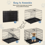 Single Door Dog Cage – 24–30 Inch Foldable Metal Crate with Secure Lock & Removable Tray for Easy Cleaning