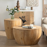 Vintage Industrial Nesting Coffee Table Set - Bucket Style Tables with Lift-Top Storage