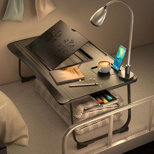 Foldable Laptop Desk for Bed or Couch – Work-from-Bed Table with Cup Holder, Drawer & Adjustable Legs