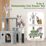 44-Inch Cat Climbing Frame – Light Gray Multi-Level Tower