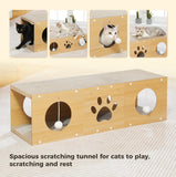 Multi-Hole Fun Cat Tunnel with Scratching Board & Pom-Poms – Interactive Tunnel House for Multi-Cat Families