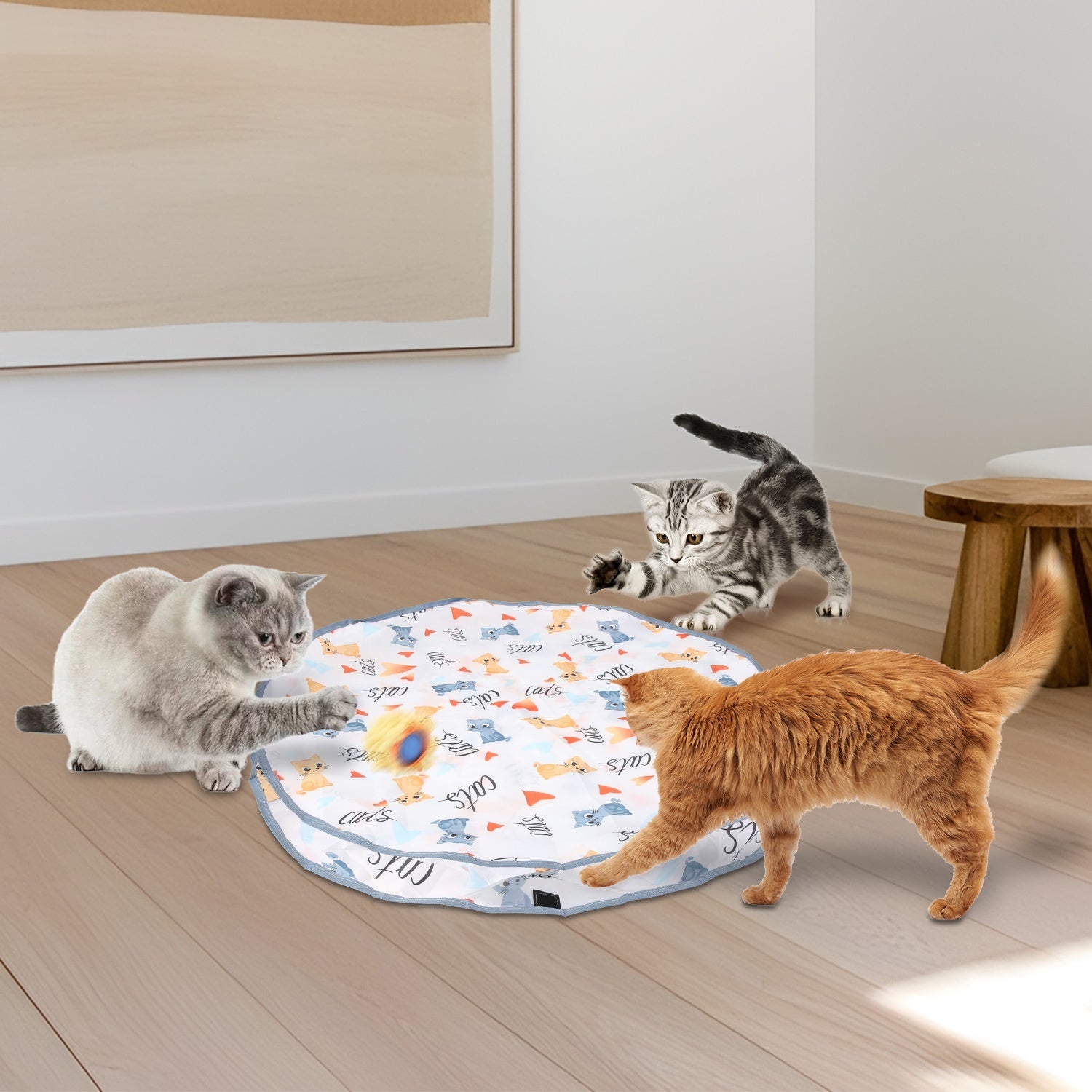 Motion-Activated Fast-Rolling Cat Toy Ball in Pouch – Rechargeable Interactive Play