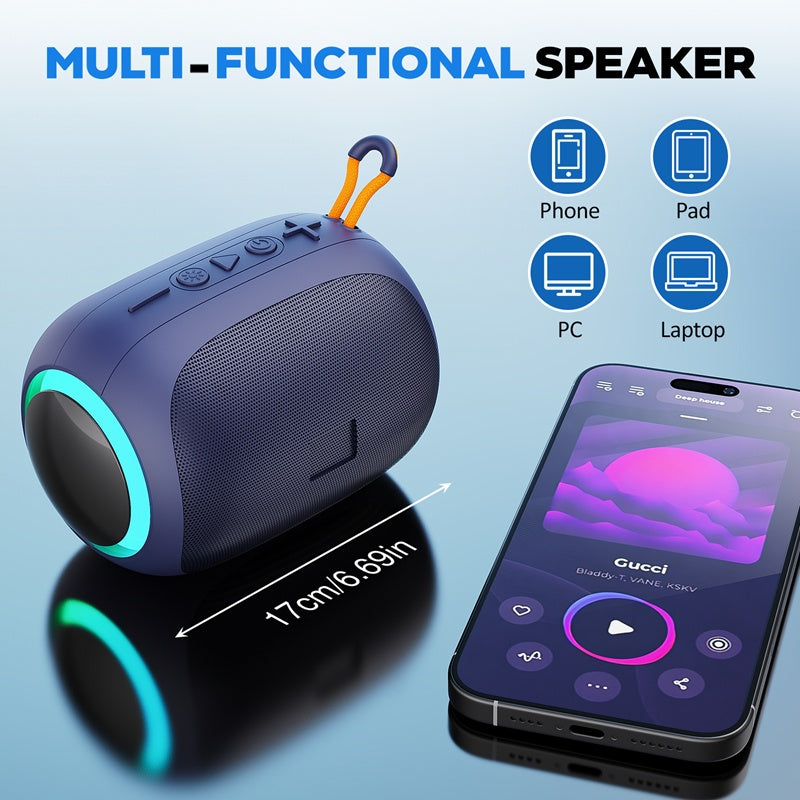 Portable Waterproof Bluetooth Speaker with LED Light