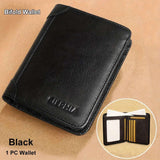 RFID Blocking Trifold Genuine Leather Wallets For Men, Top Layer Cowhide Vintage Short Multi Function Credit Card Holder, Money Clips With 2 ID Windows Valentine'S Day Gifts For Men - PulinGO
