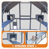 Outdoor Cat House Enclosure – Large Cat Fence with Upgraded Waterproof Cover (Grey)