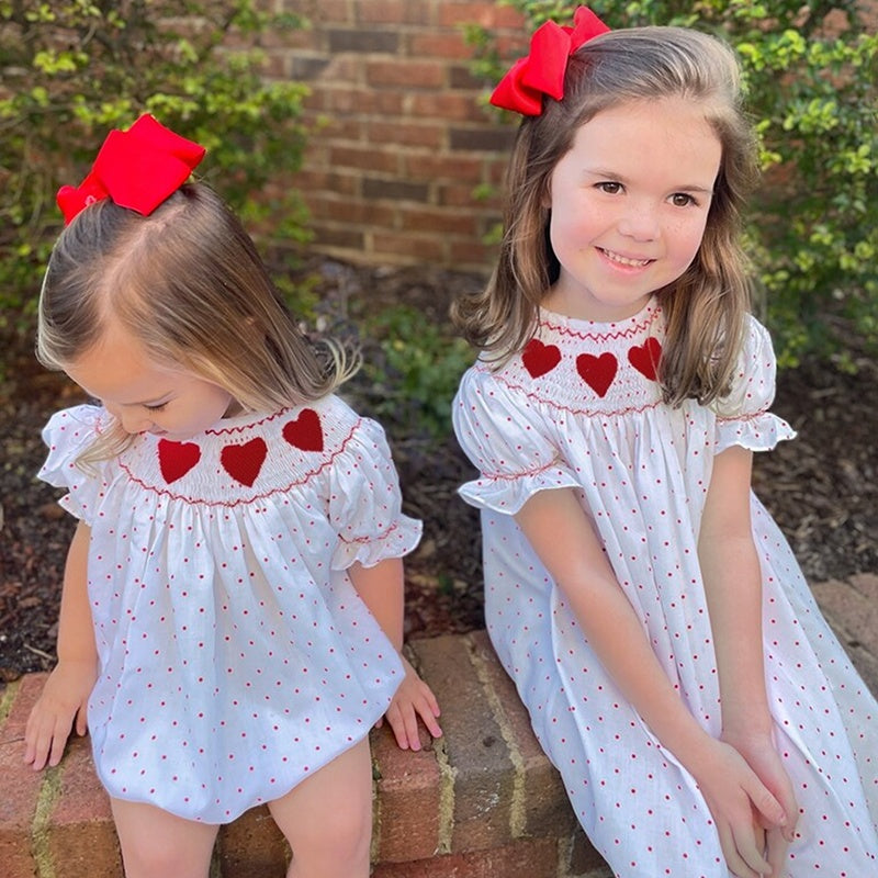 Baby Girls Valentine’s Day Dress ❤️ Heart Embroidery Party Outfit with Headband 🎀