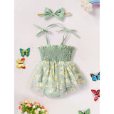 Newborn & Infant Baby Girl Summer Outfit 🌸 Floral Romper Dress with Bow Headband