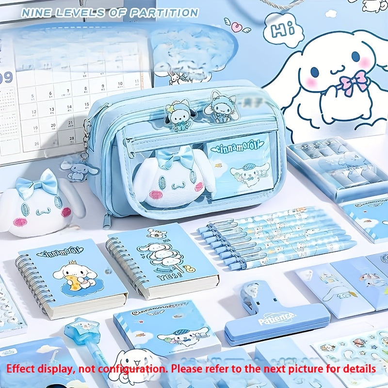 Sanrio Transparent Organizer Pencil Case – Large-Capacity Pastel Blue Storage for School, Office & Daily Essentials 🎀📦