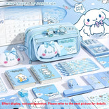 Sanrio Transparent Organizer Pencil Case – Large-Capacity Pastel Blue Storage for School, Office & Daily Essentials 🎀📦