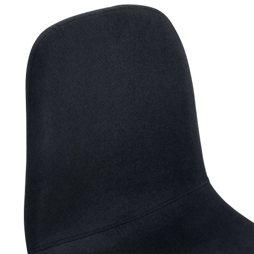 Luxury Simple Chair – Set of 4, Black Linen-Cotton Upholstered with Black Metal Legs