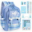 Sanrio Cinnamoroll Backpack Set – Large Capacity School Bag with Badge Pins & Stationery Bundle