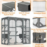 Outdoor Wooden Cat House & Large Cat Cage – Multi-Level Enclosure with Jump Platform, Apartment & Weather-Resistant Roof