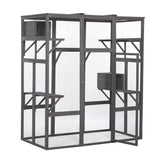 Oversized Cat Cage – Multi-Level Grey Indoor Enclosure with Platforms, Ladders & Lockable Doors for Cats & Kittens