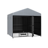 Large Outdoor Dog Kennel with Roof Cover, Lockable Door – 6.6'L × 6.6'W × 6.4'H Pet Run Enclosure