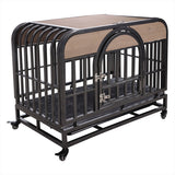 46" Heavy-Duty Furniture-Style Dog Crate with Removable Trays & Wheels