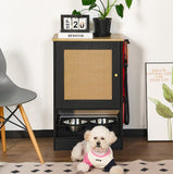 Feeding Station with Locker – Concealed Pet Feeding Station with 2 Overhead Dog Bowls, Side Hooks & Anti-Tipping Kit (Black)