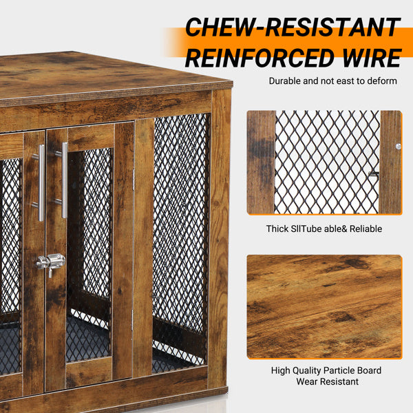 Multi-Functional Kennel – Rustic Pet Crate & Functional Side Table for Dogs, Cats, Rabbits & More