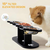 Anti-Vomiting Elevated Cat Bowls – Adjustable Stand with 3 Steel Dishes - PulinGO