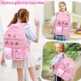 My Melody Premium Backpack Set – Large Capacity Bookbag + Badges + Stationery + Pencil Case + Stickers (Pink Cartoon)