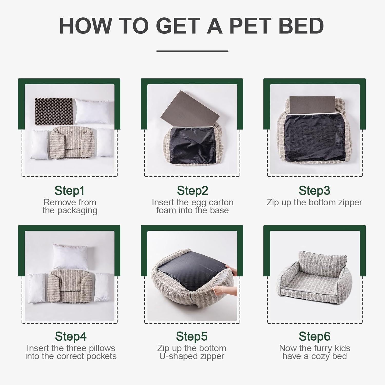Mewoofun Orthopedic Pet Sofa – Large Grey Supportive Couch with Removable Washable Cover & Non-Slip Bottom for Dogs
