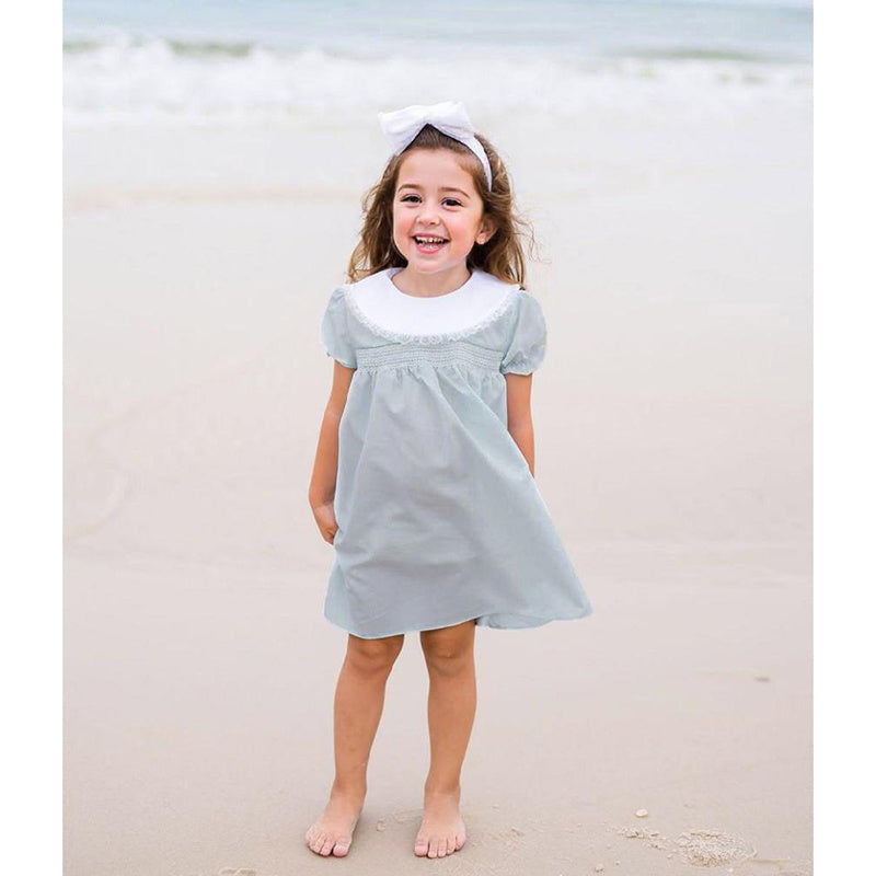 Toddler Girls Smocked Dress – Cute Puff Short Sleeve Princess Outfit with Lace Crew Neck, Elegant Party Dress for Birthdays & Special Occasions