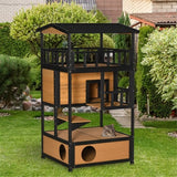 Wooden Cat House – Outdoor Pet Shelter with Weather-Resistant Roof, Raised Base & Ventilation for Cats & Small Animals