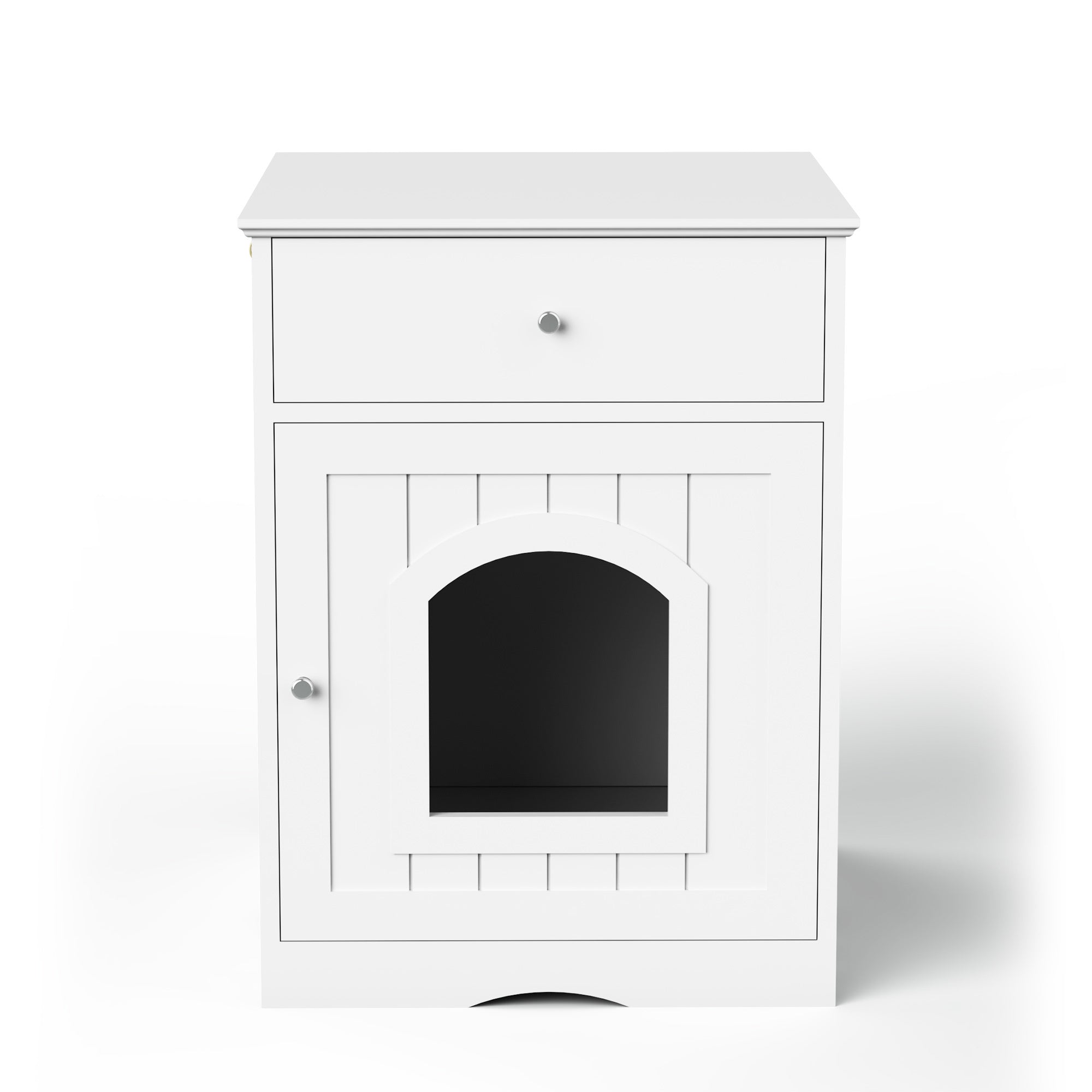 Wooden Pet House Litter Box Furniture – Multi-Functional Enclosure with Fence, Drawers & Modern Wooden Design