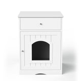 Wooden Pet House Litter Box Furniture – Multi-Functional Enclosure with Fence, Drawers & Modern Wooden Design
