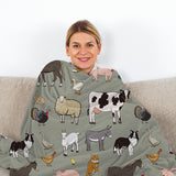 Various Animals Flannel Velvet Blanket – Soft Pig & Horse Print, Lightweight & Durable Throw for Home, Travel & Gift (75×100 cm · 130×150 cm · 150×200 cm)
