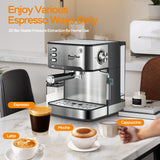 Professional 20-Bar Espresso Machine with Milk Frother & Pressure Gauge
