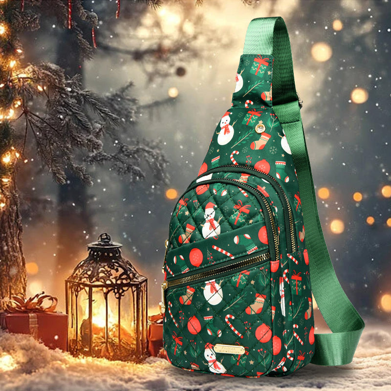 Christmas Holiday Chest Bag 🎄 Festive Crossbody Sling Bag for Travel, Gifts & Parties