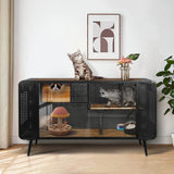 Spacious Cat House with Tempered Glass for Living Room & Hallway