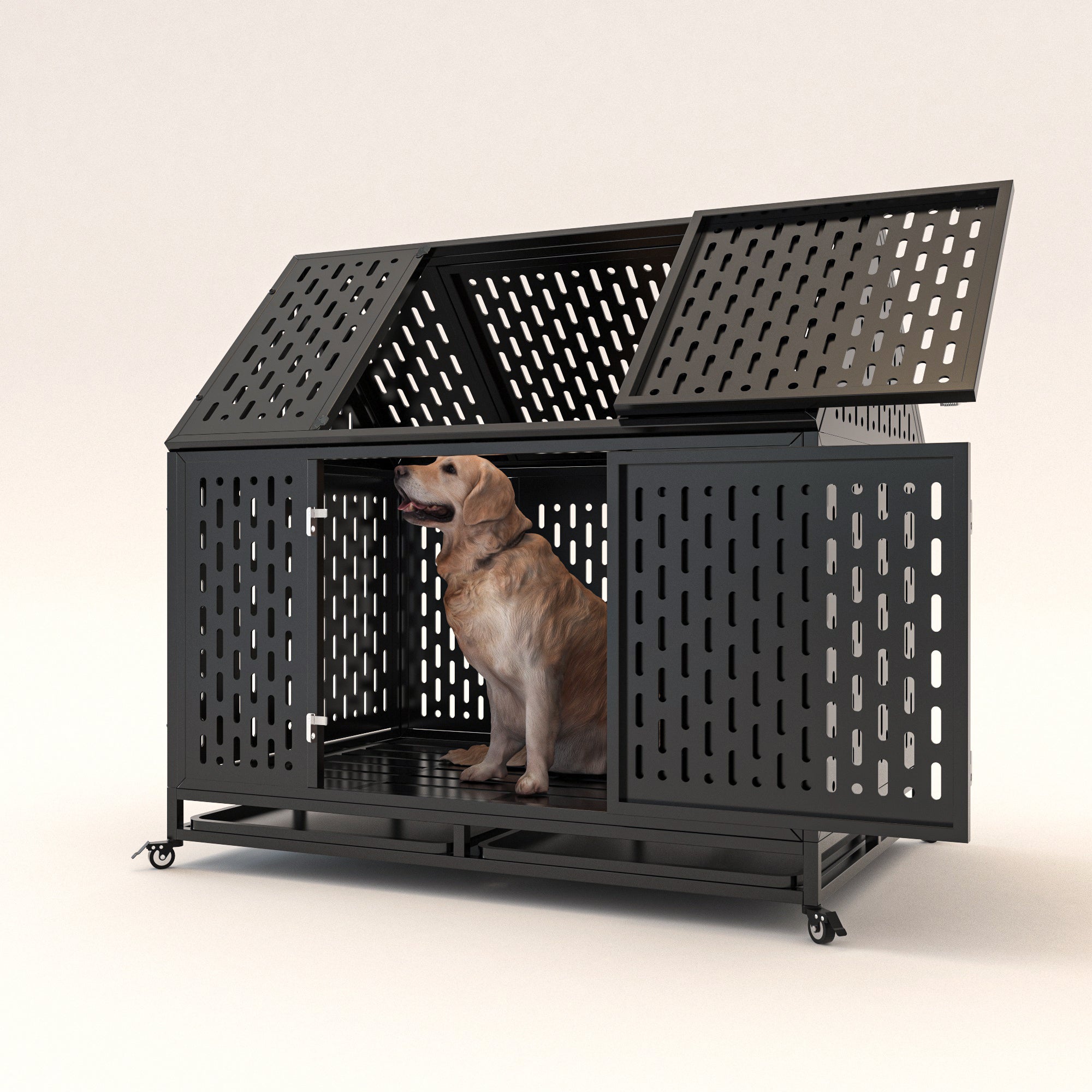 45" Heavy-Duty Dog Crate – XL Steel Kennel with Locking Latch & Removable Tray