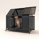 45" Heavy-Duty Dog Crate – XL Steel Kennel with Locking Latch & Removable Tray