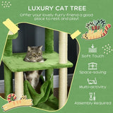 PawHut 56" Cat Tree – Indoor Cat Tower with Hammock, Scratching Posts, Play Ball, Platforms & Anti-Tipping Device