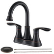 2‑Handle 4‑Inch Oil Rubbed Bronze Bathroom Faucet – Elegant Centerset Design with Pop‑Up Drain & Hoses