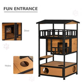 Wooden Cat House – Outdoor Pet Shelter with Weather-Resistant Roof, Raised Base & Ventilation for Cats & Small Animals
