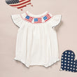 Baby Girl 4th of July Bubble Romper – Smocked Fly Sleeve Bodysuit 🇺🇸
