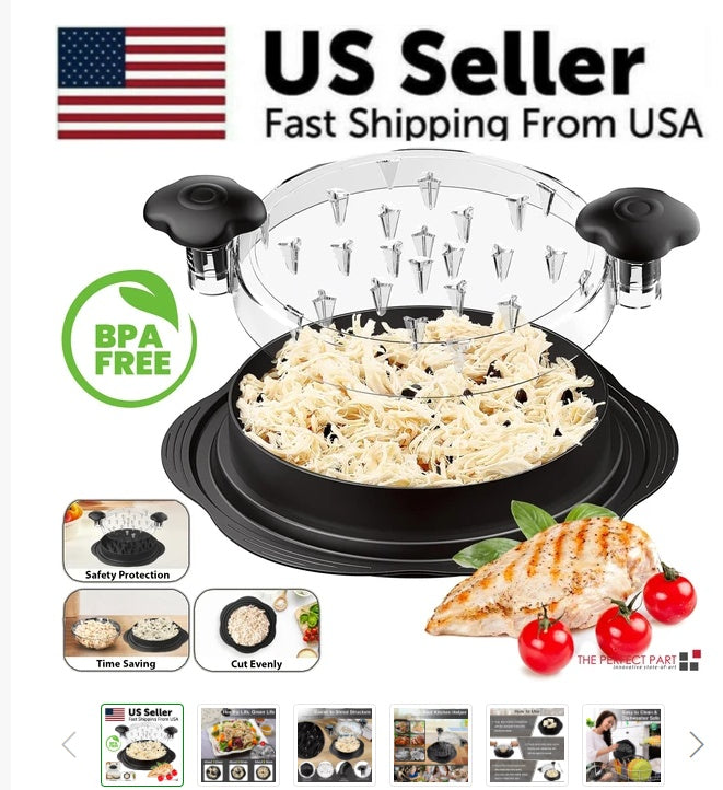 Large Chicken Shredder Tool – Twist-Style Meat Shredding Grinder with Ergonomic Handles & Non-Slip Base (BPA-Free)
